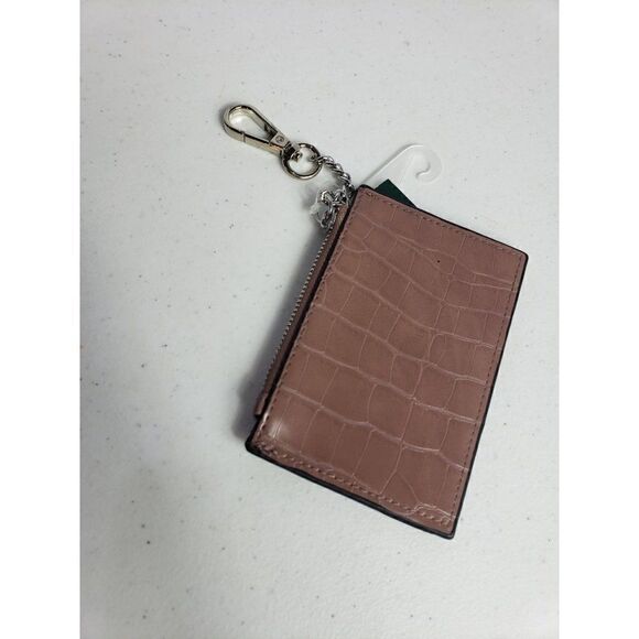 Women's Croc Embossed Mini Wallet Coin Pouch Brown NWT - Picture 2 of 4